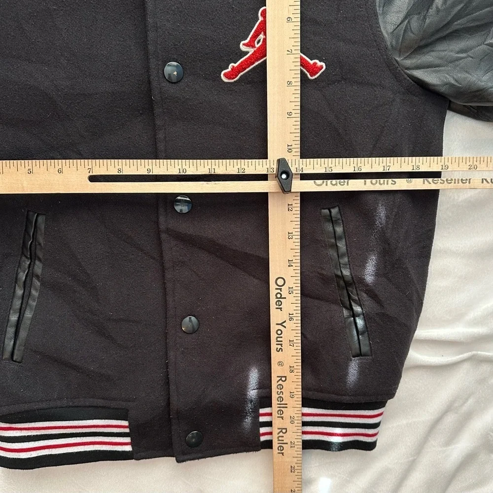 Air Jordan Black & Red Flight Varsity Jacket Coat Kids Boys 12-13Y Streetwear